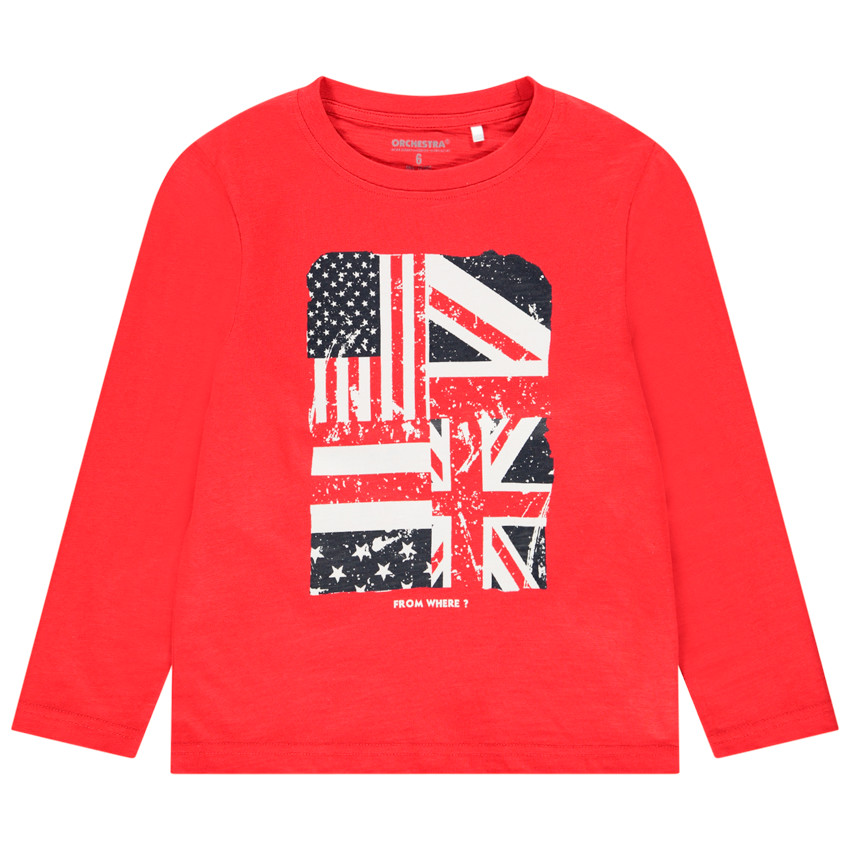 T-shirt μακρυμάνικο σχέδιο φαντεζί για αγόρι Main T-shirt μακρυμάνικο σχέδιο φαντεζί για αγόρι