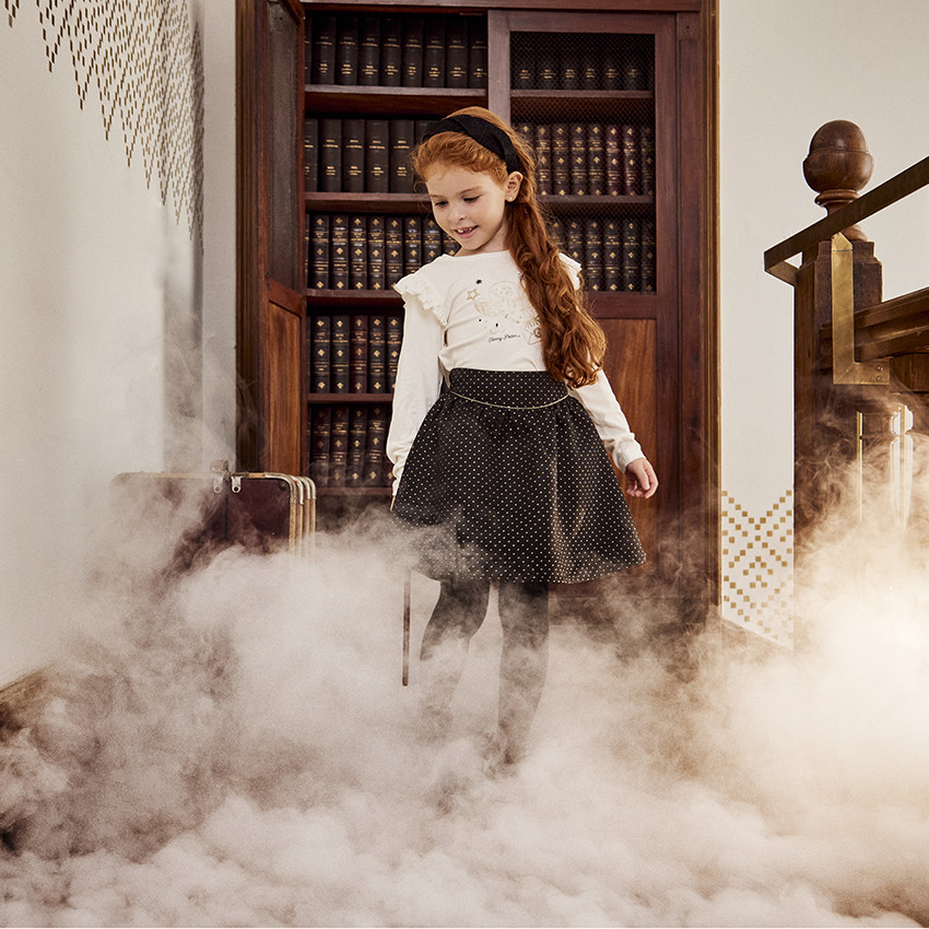 Φούστα σε jacquard με σχέδιο αστέρια lurex για κορίτσι 