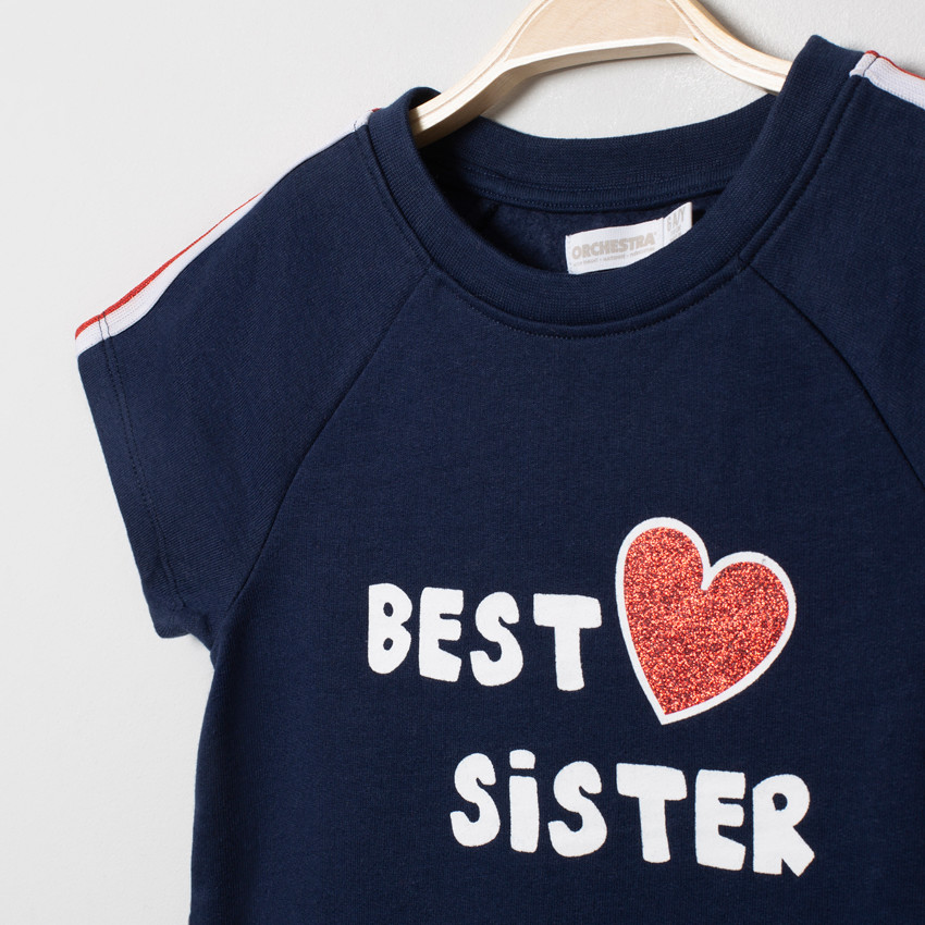 Φόρεμα molleton με μήνυμα και  καρδιά με glitter για κορίτσι 