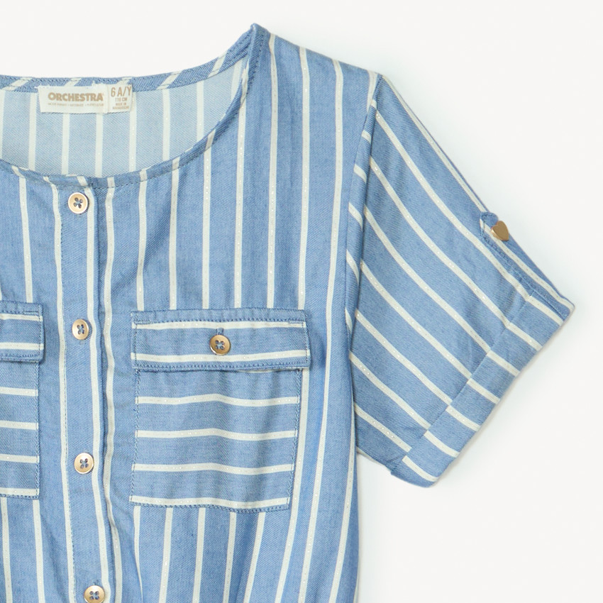 Σαλοπέτα τζιν με λευκές ρίγες για κορίτσι 