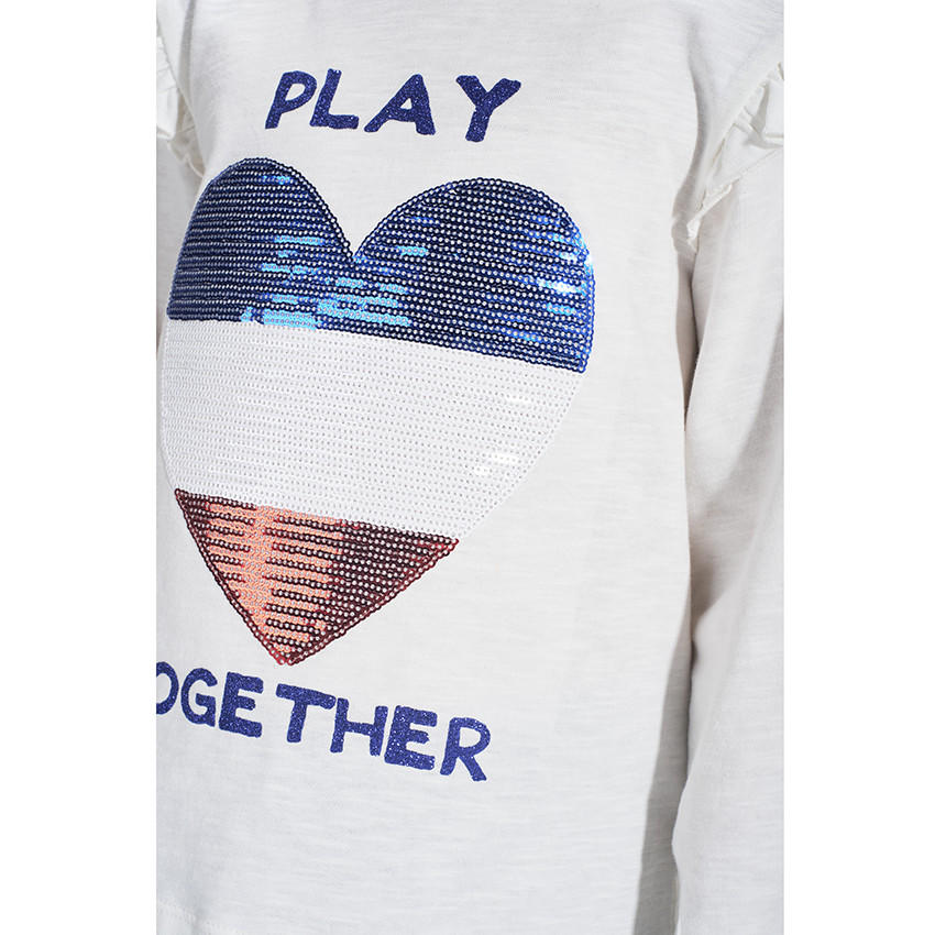 T-shirt manches longues en jersey avec coeur en sequins pour fille Main T-shirt manches longues en jersey avec coeur en sequins pour fille