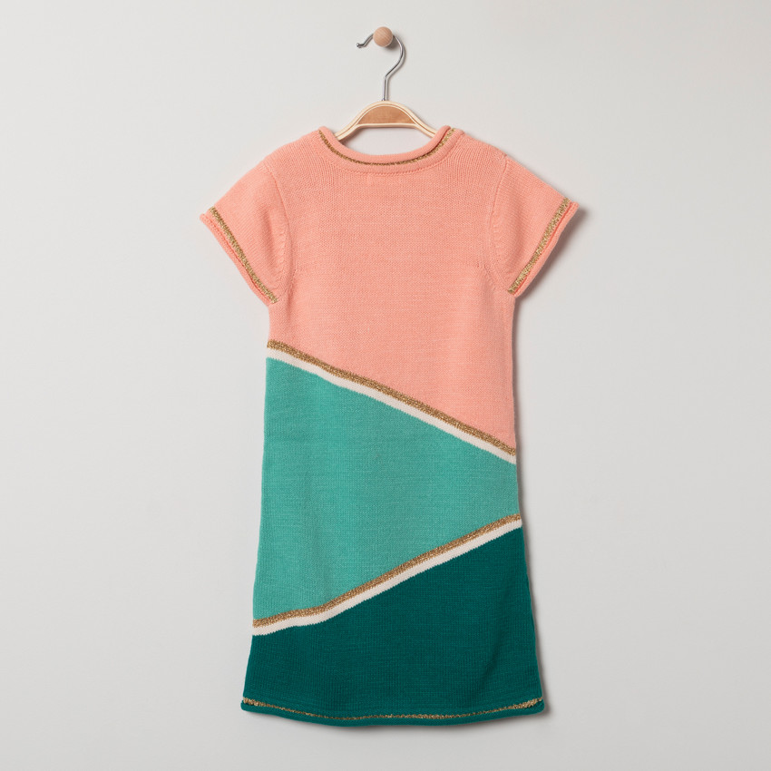 Φόρεμα πλεκτό  κοντομάνικο με χρυσές πινελιές 