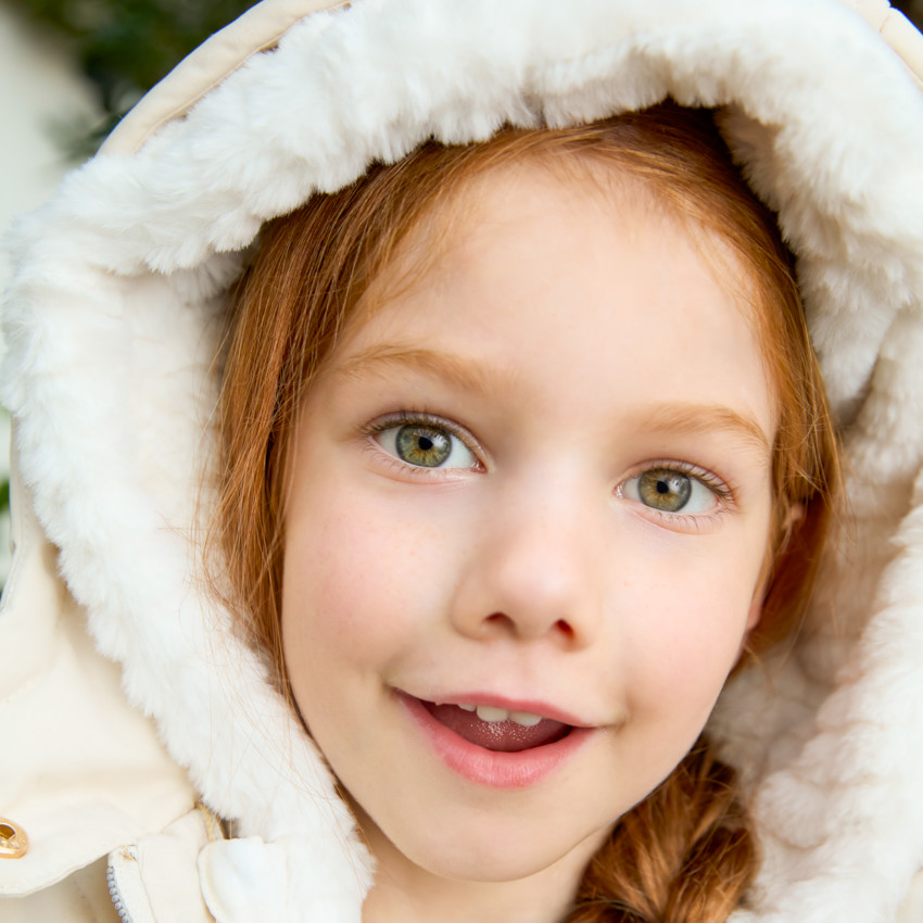 Ζακέτα με μακριά μανίκια από twill και sherpa + γιλέκο για κορίτσι 