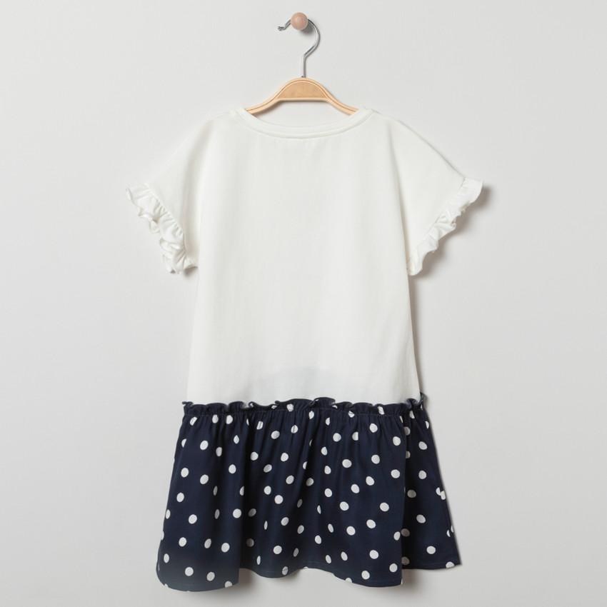 Φόρεμα πλεκτό κοντομάνικο effet 2-σε-1 για κορίτσι 