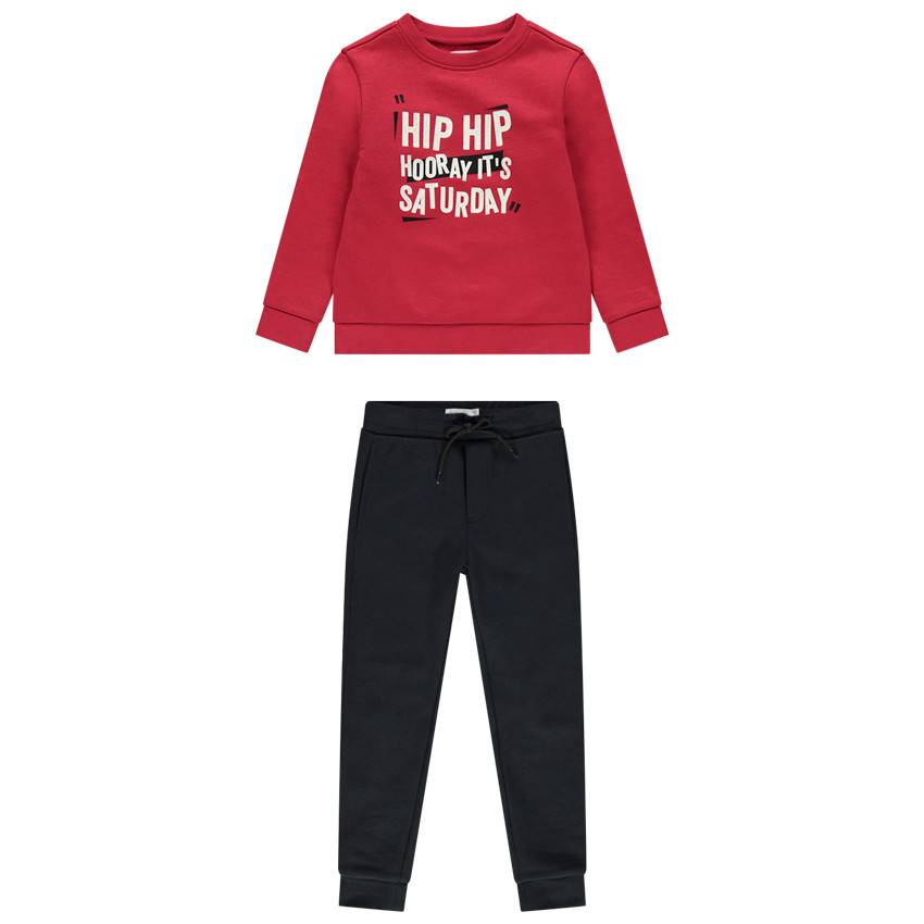 Σετ φόρμας  molleton δίχρωμο με τυπωμένο μήνυμα  