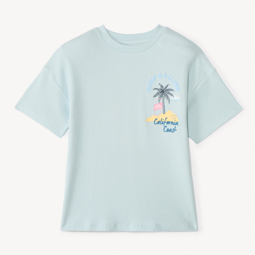 T-shirt κοντό μανίκι από πλέγμα με τύπωμα για αγόρι 