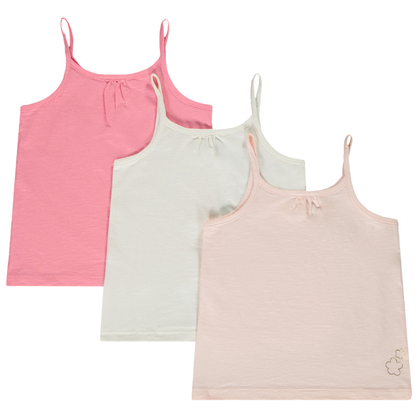 Σετ από 3 μονόχρωμα αμάνικα μπλουζάκια για bebe κορίτσι 