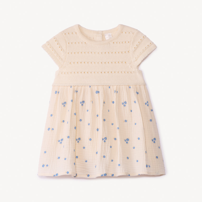 Φόρεμα κοντομάνικο effet 2 σε 1 bi-matière για bebe κορίτσι 