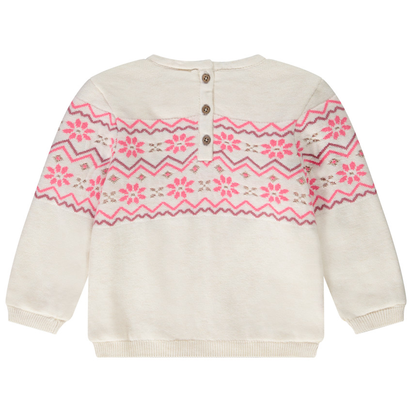 Pull en tricot jacquard avec broderies pour b b fille