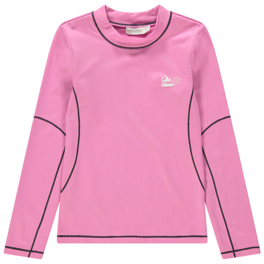 Ροζ μπλούζα του σκι με όρθιο λαιμό 