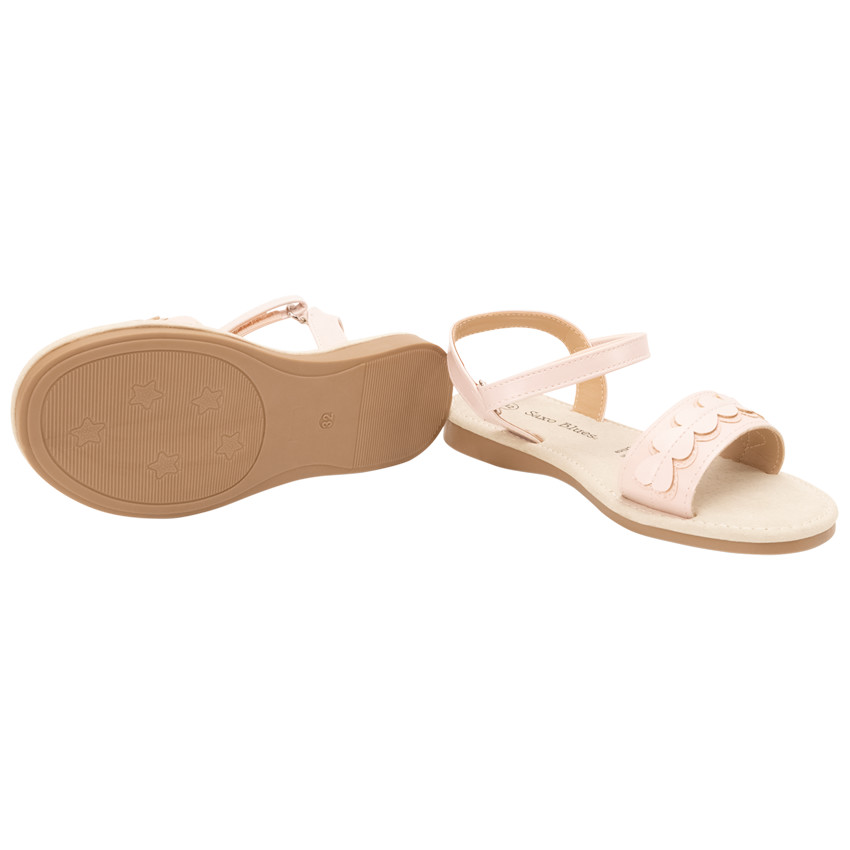 Σανδάλια ροζ poudré με velcros και patch καρδιά για κορίτσι 