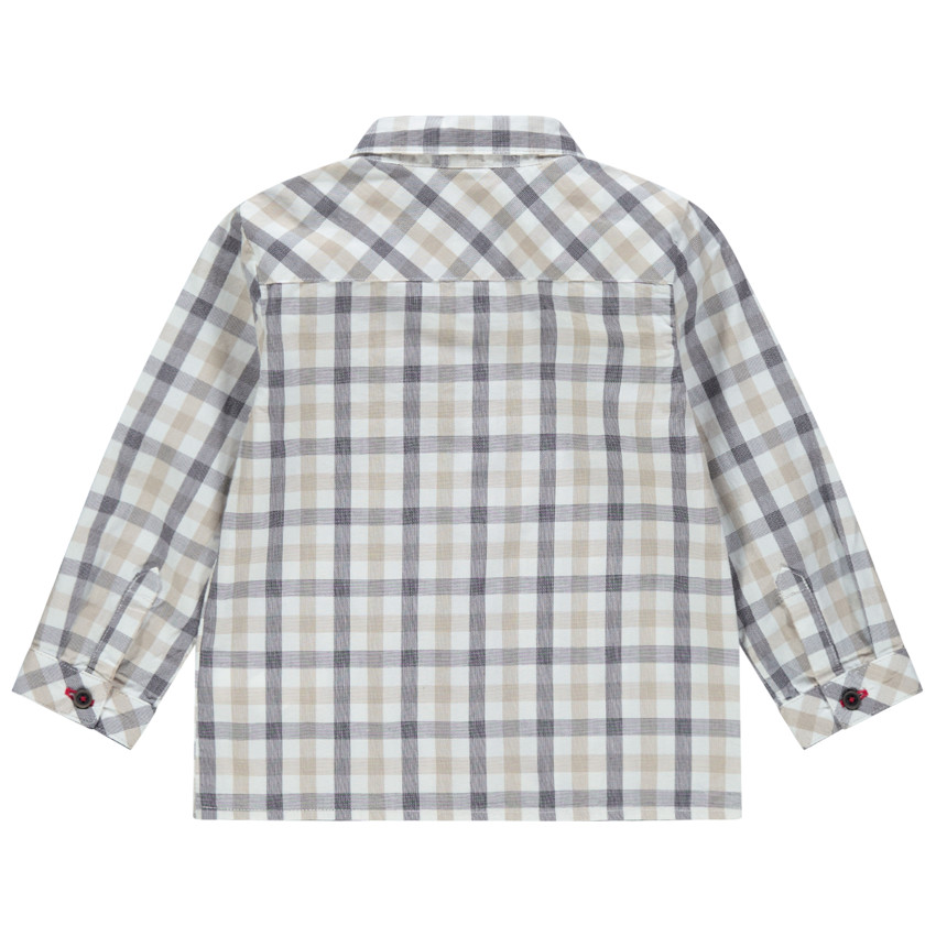 Chemise manches longues à carreeaux à poche print bouledogue 