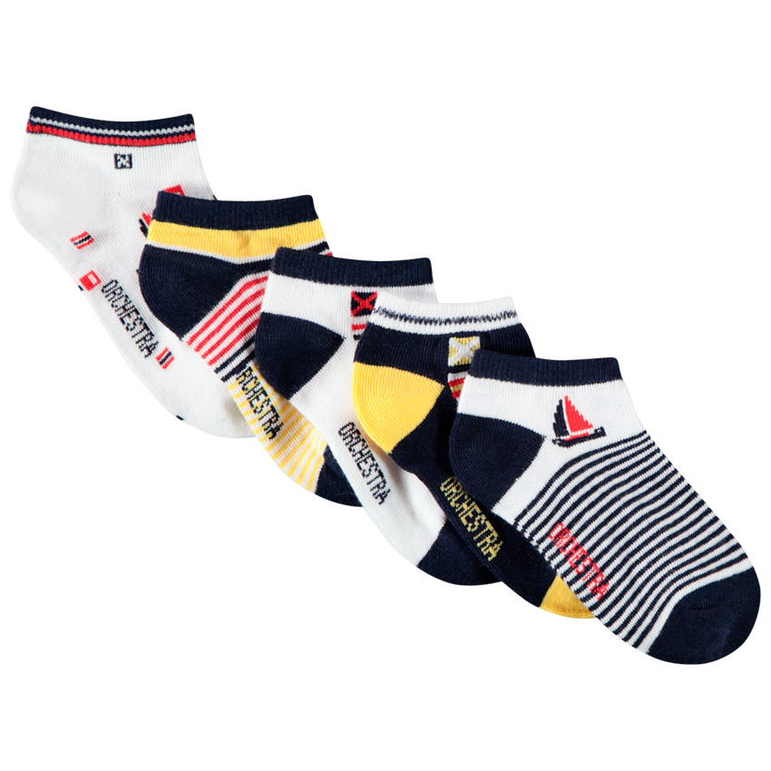 Σετ από 5 ζευγάρια κάλτσες κοντές ασορτί Θέμα marin για αγόρι 