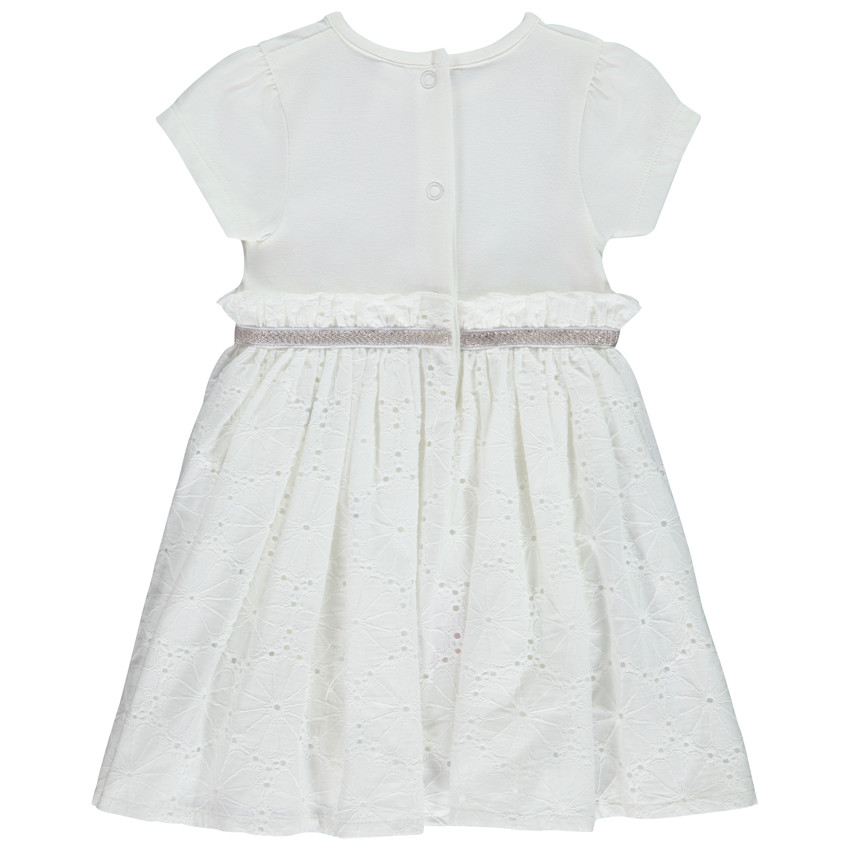 Φόρεμα body με κοντά μανίκια, glitter print Tour Eiffel και δαντέλα για bebe κορίτσι 