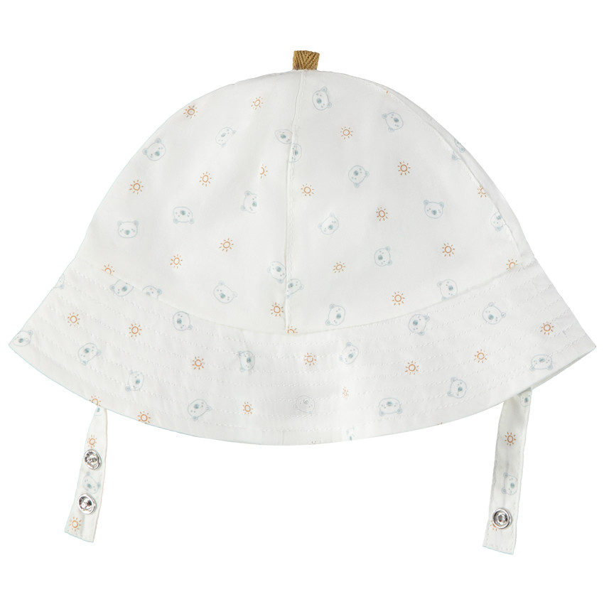 "Καπέλο από popeline με σχέδιο αρκουδάκια/ήλιους για μωρό αγόρι" 