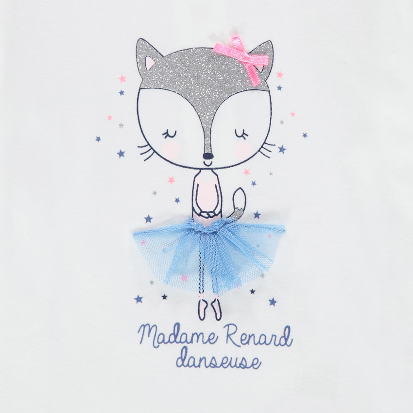 T-shirt manches longues en coton bio avec détail en tulle 