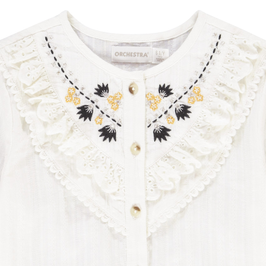 Chemise manches longues avec broderies pour fille Main Chemise manches longues avec broderies pour fille