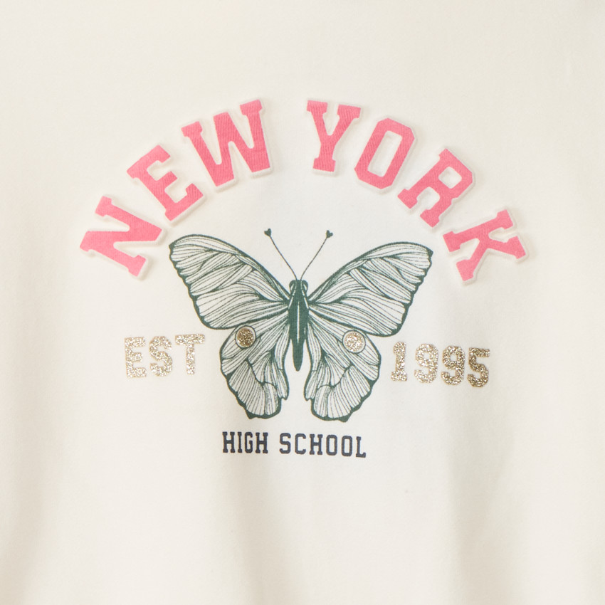 Sweat à capuche effet color block motif papillon pour fille 