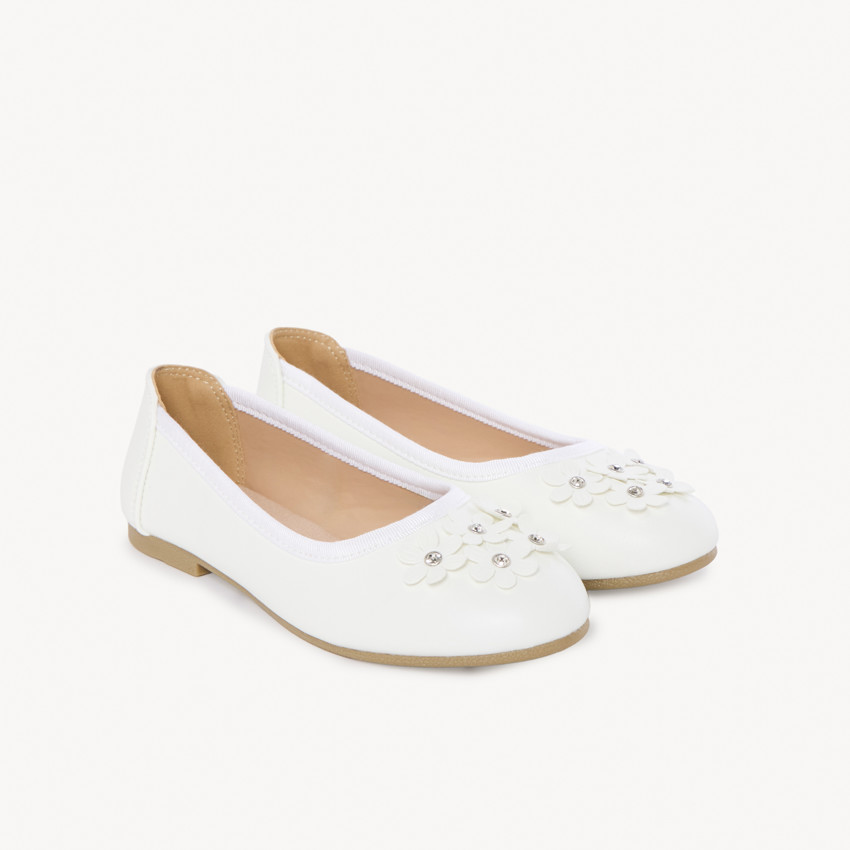 Μπαλαρίνες με 3D λουλούδια και στρας για κορίτσι 