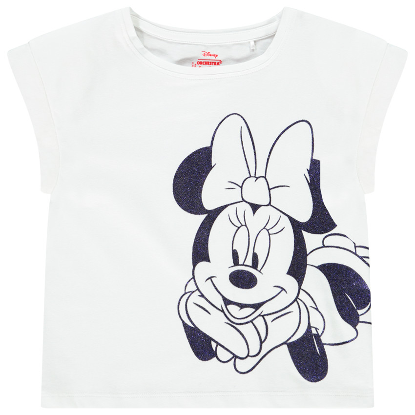 T-shirt forme boîte manches courtes print Minnie Disney pour fille Main T-shirt forme boîte manches courtes print Minnie Disney pour fille