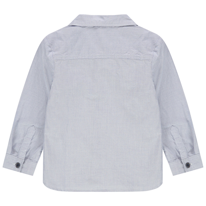 Μακρυμάνικο πουκάμισο με μικρά καρό και τσέπη σε αντίθεση 