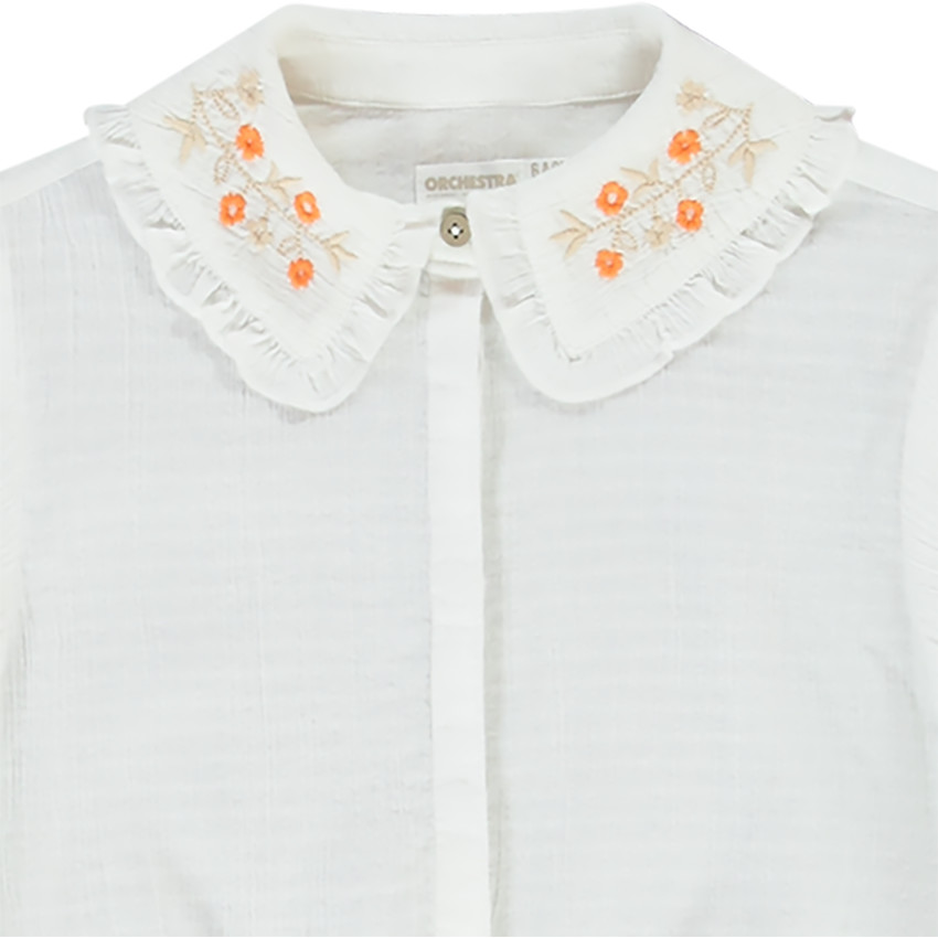 Chemise manches courtes avec col brodé pour fille 