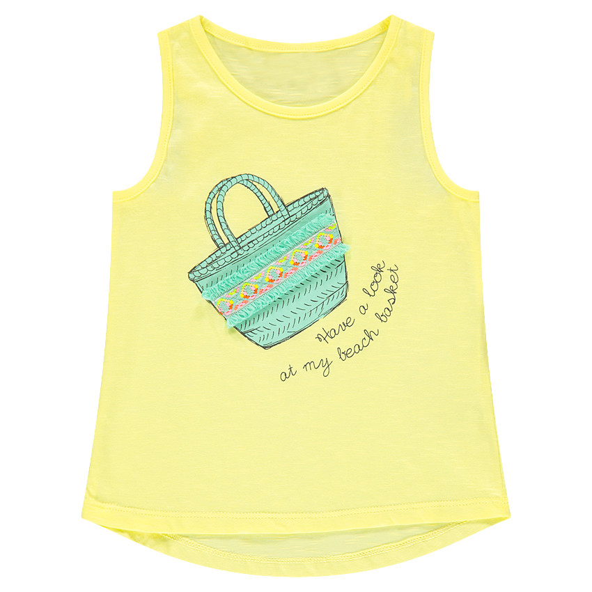 Αμάνικη ζέρσεϊ μπλούζα με στάμπα καλάθι και κεντήματα 