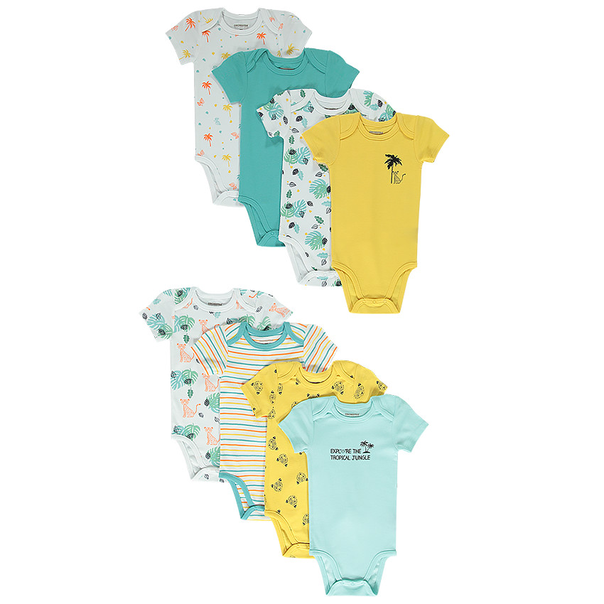 Lot de 8 bodies manches courtes pour bébé garçon 