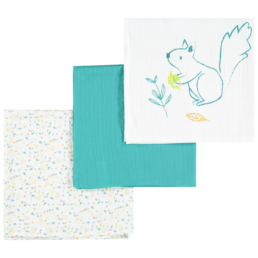 Lot de 3 langes en gaze de coton garçon  Additional Lot de 3 langes en gaze de coton garçon