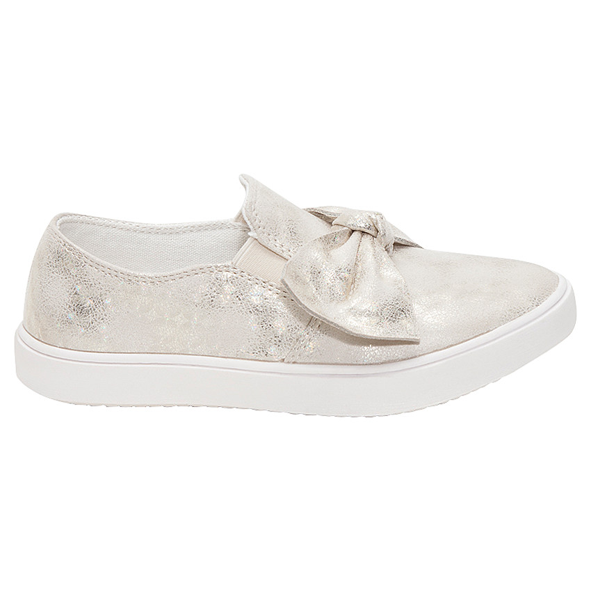 Χρυσαφί αθλητικά παπούτσια με μεταλλιζέ πουά και φιόγκο 