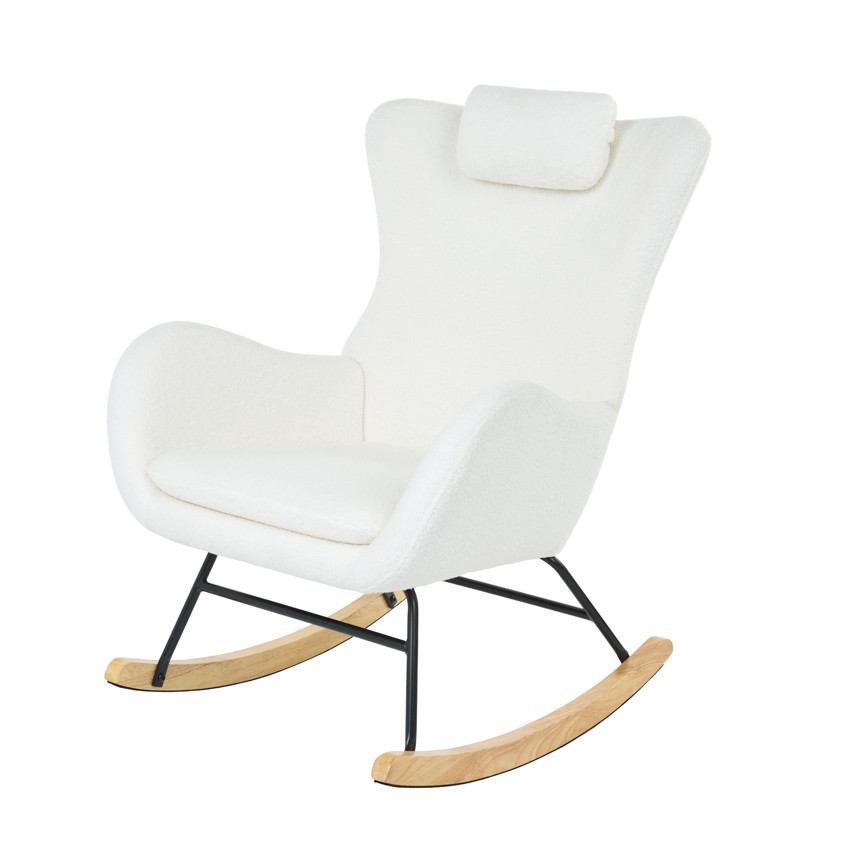 Πολυθρόνα Rocking Chair Marceau σε λευκή boucle. 