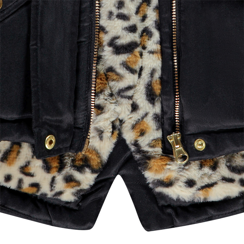 Parka ζεστή με επένδυση sherpa léopard για κορίτσι Main Parka ζεστή με επένδυση sherpa léopard για κορίτσι