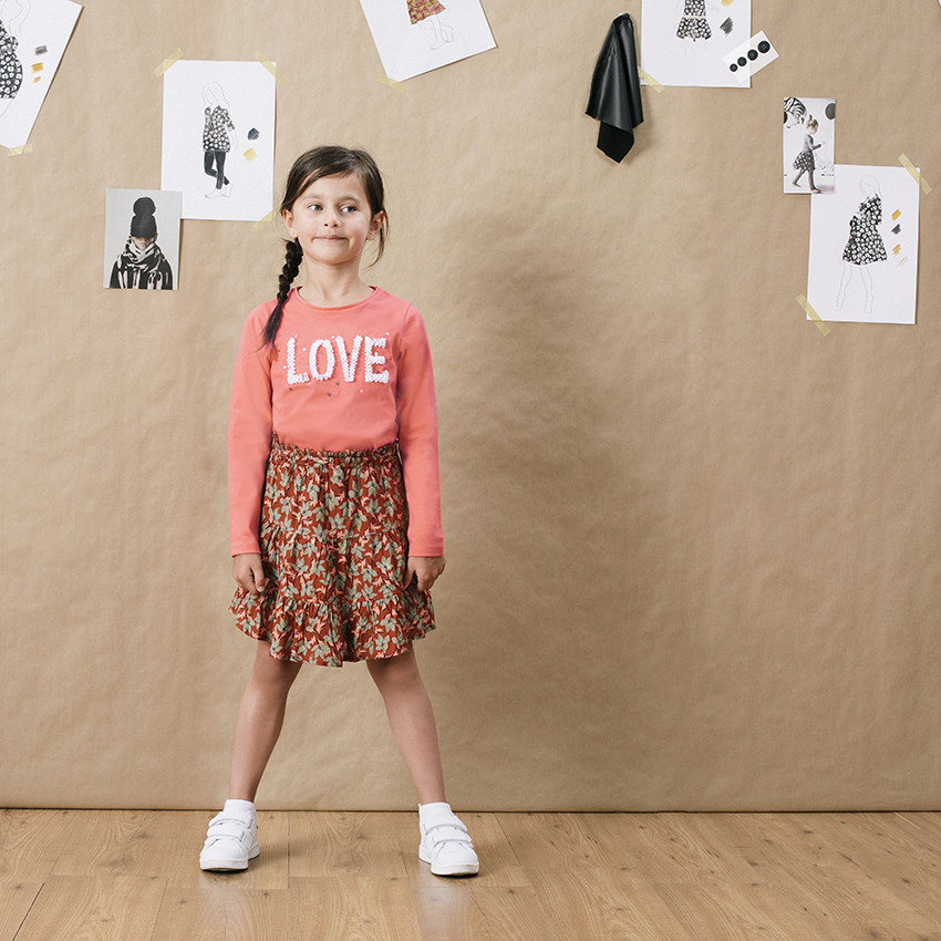 Jupe volantée imprimée all-over 