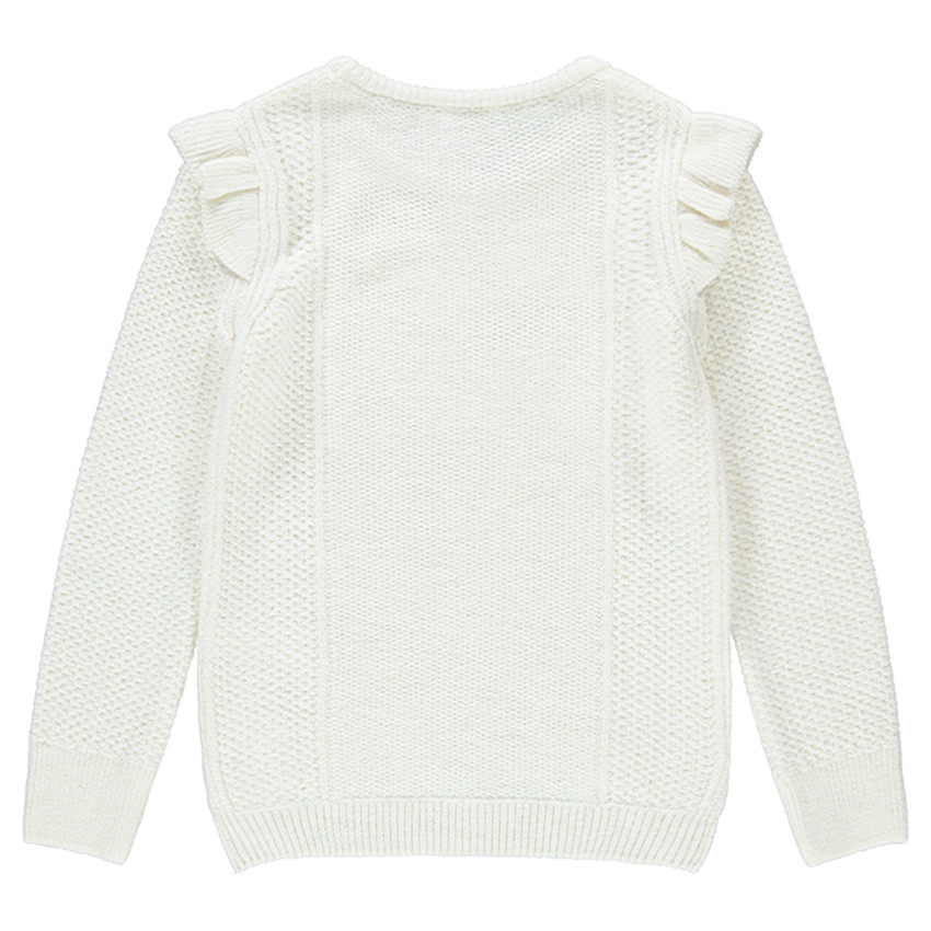 Πλεκτό πουλόβερ με βολάν στα μανίκια 