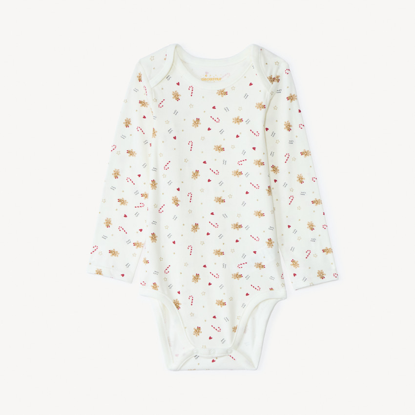 Lot de 2 bodies manches longues de Noël pour bébé fille avec ouvertures différentes selon l'âge 