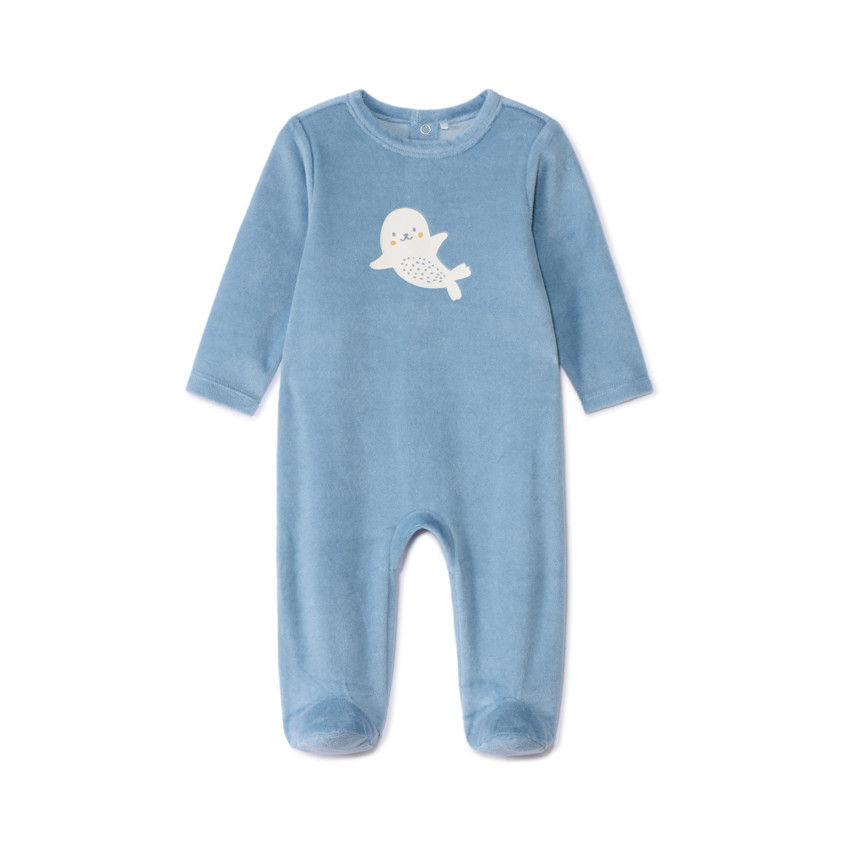 Φορμάκι βελουτέ με φαντεζί τύπωμα για bebe αγόρι 