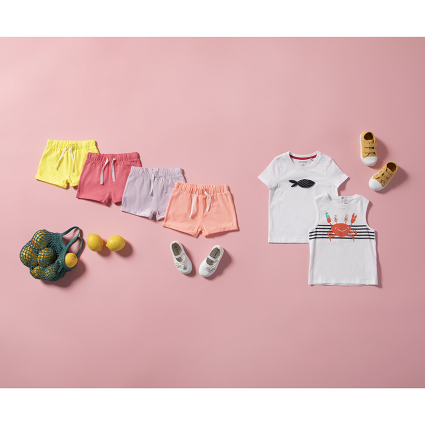 Σορτς από φούτερ μονόχρωμο για μωρό κορίτσι 