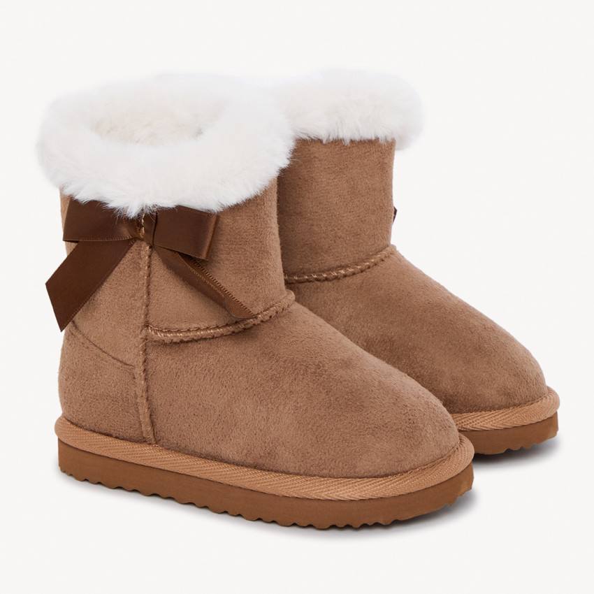 Μπότες με συνθετική γούνα effet daim για bebe κορίτσι 