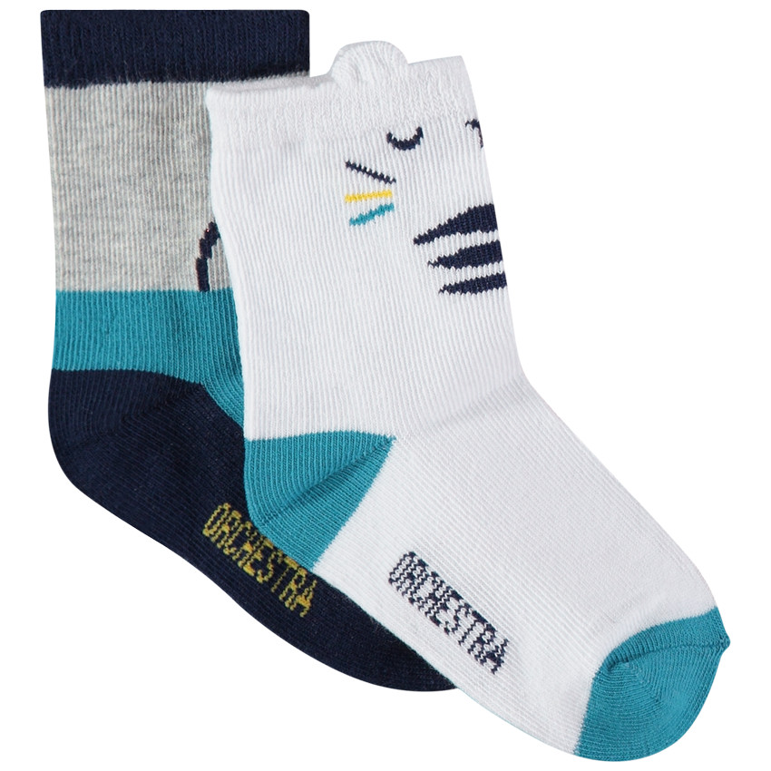 Σετ 2 ζευγάρια ασορτί κάλτσες με ζακάρ μοτίβο γάτα 