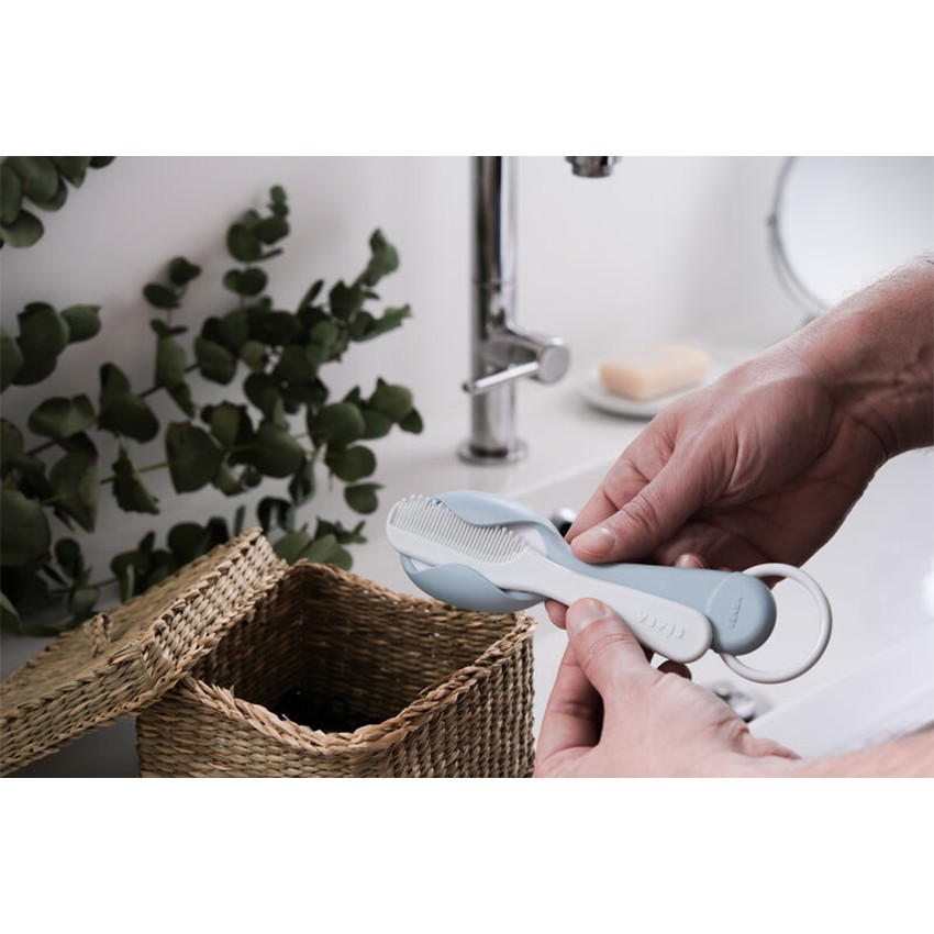 Βούρτσα + Ενσωματωμένη χτένα - Πράσινο Μπλε - Beaba 