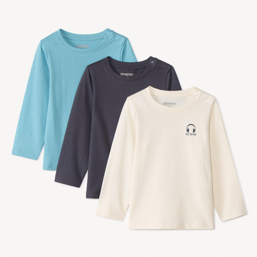 Σετ 3 μακρυμάνικα μπλουζάκια jersey με σχέδιο για bebe αγόρι 