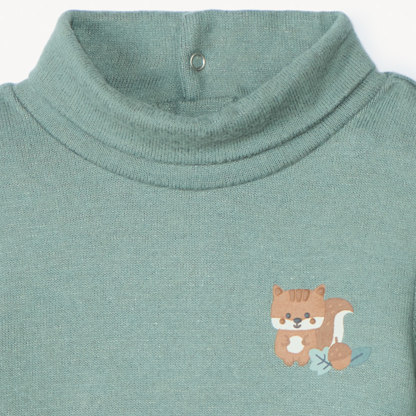 Sous-pull col roulé puff print écureuil pour bébé garçon 