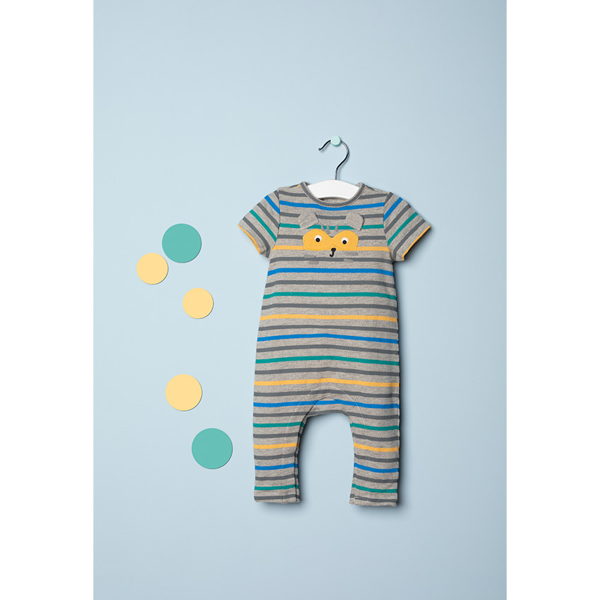 Πλεκτό ολόσωμο φορμάκι με ρίγες και μπάλωμα με ζωάκι  Additional Πλεκτό ολόσωμο φορμάκι με ρίγες και μπάλωμα με ζωάκι