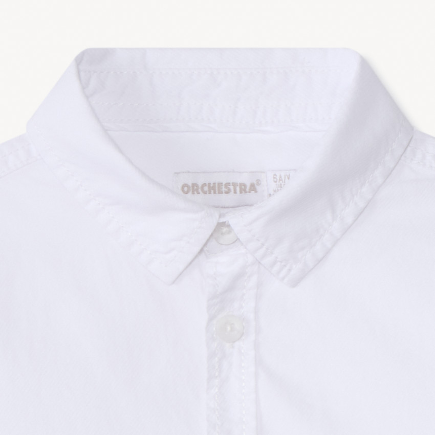 Λευκή μονόχρωμη πουκάμισο μακρυμάνικο για αγόρι 