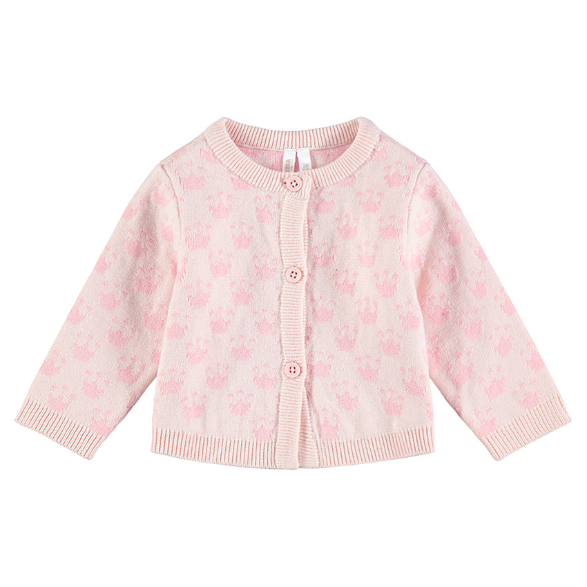 Πλεκτή ζακέτα με ζακάρ μοτίβο σε όλη την επιφάνεια 