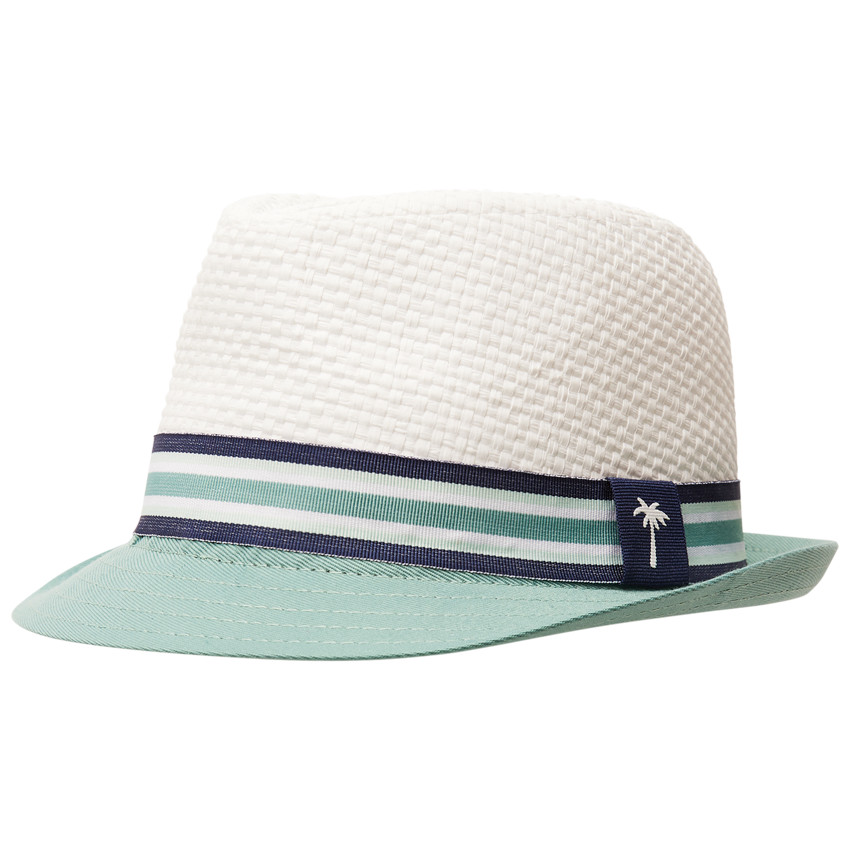 Καπέλο μπορσαλίνο δίχρωμο με ριγέ πλεξούδα για bebe αγόρι 