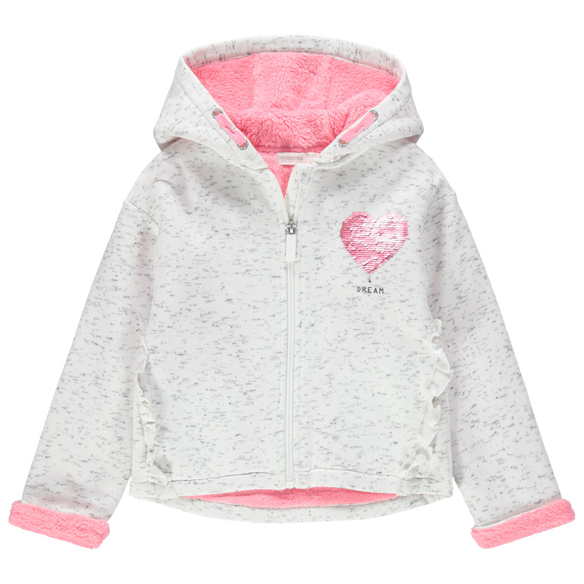 Ζακέτα από φανέλα με κουκούλα και καρδιά από «μαγικές» πούλιες 