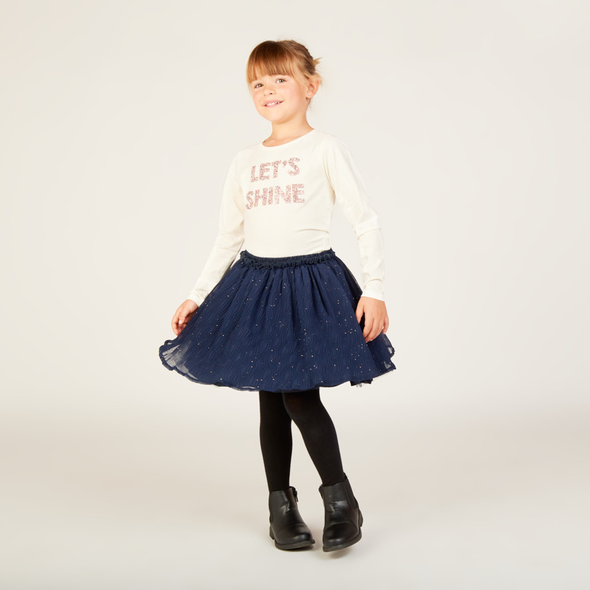 T-shirt manches longues à motif pailleté et strass pour fille 
