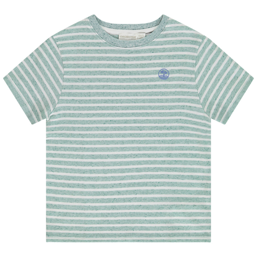 Κοντομάνικο μπλουζάκι ριγέ print palmiers για αγόρι 