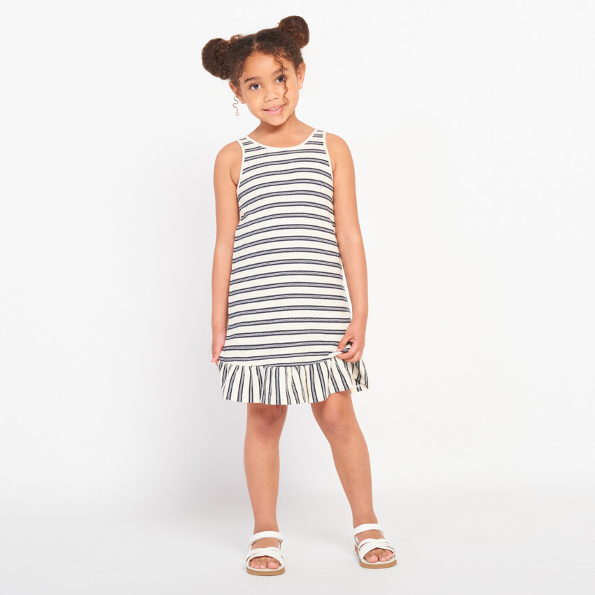 Αμάνικο ριγέ φόρεμα με βολάν για κορίτσι 